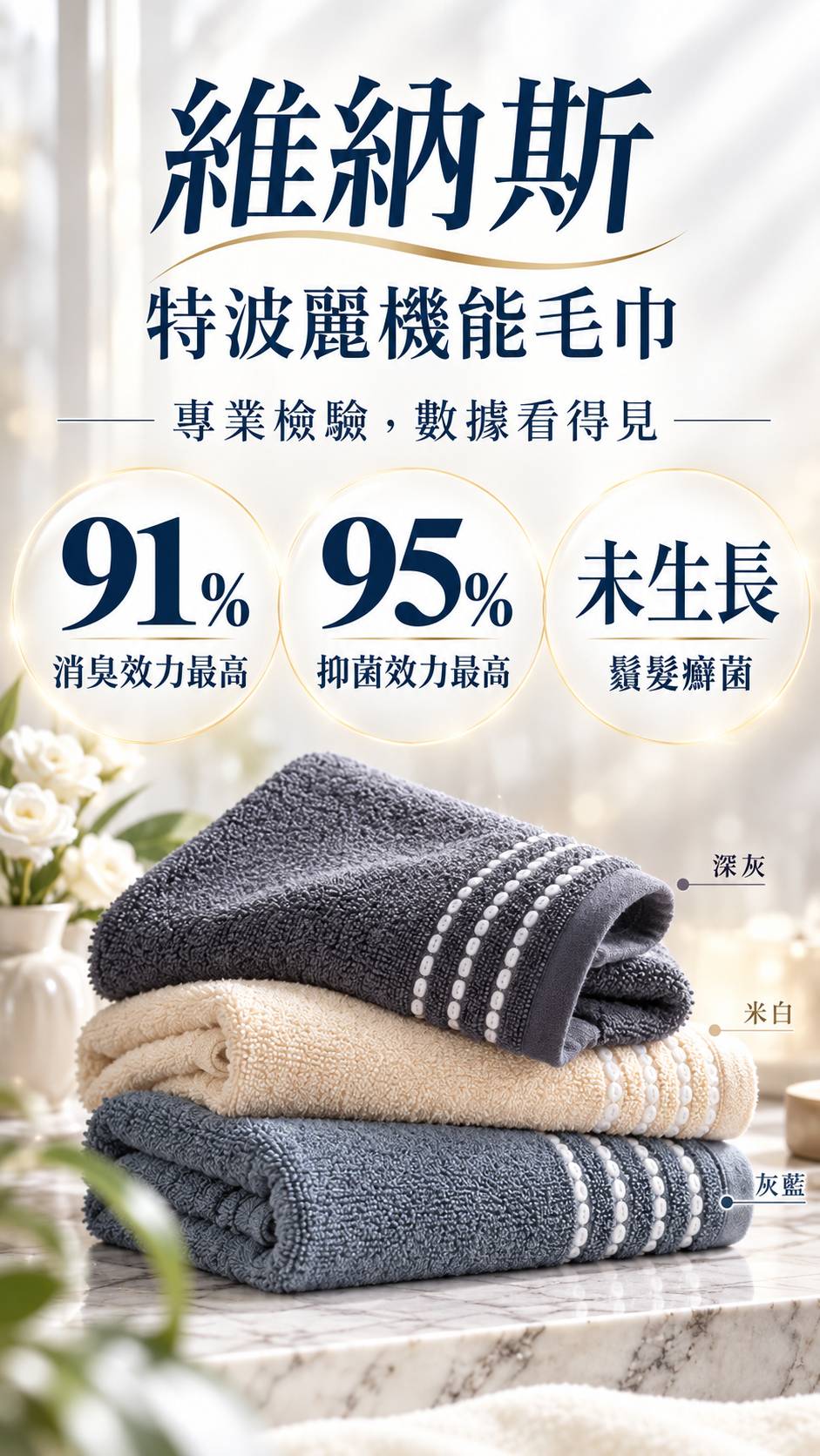 維納斯特波麗機能毛巾－專業檢驗數據展示