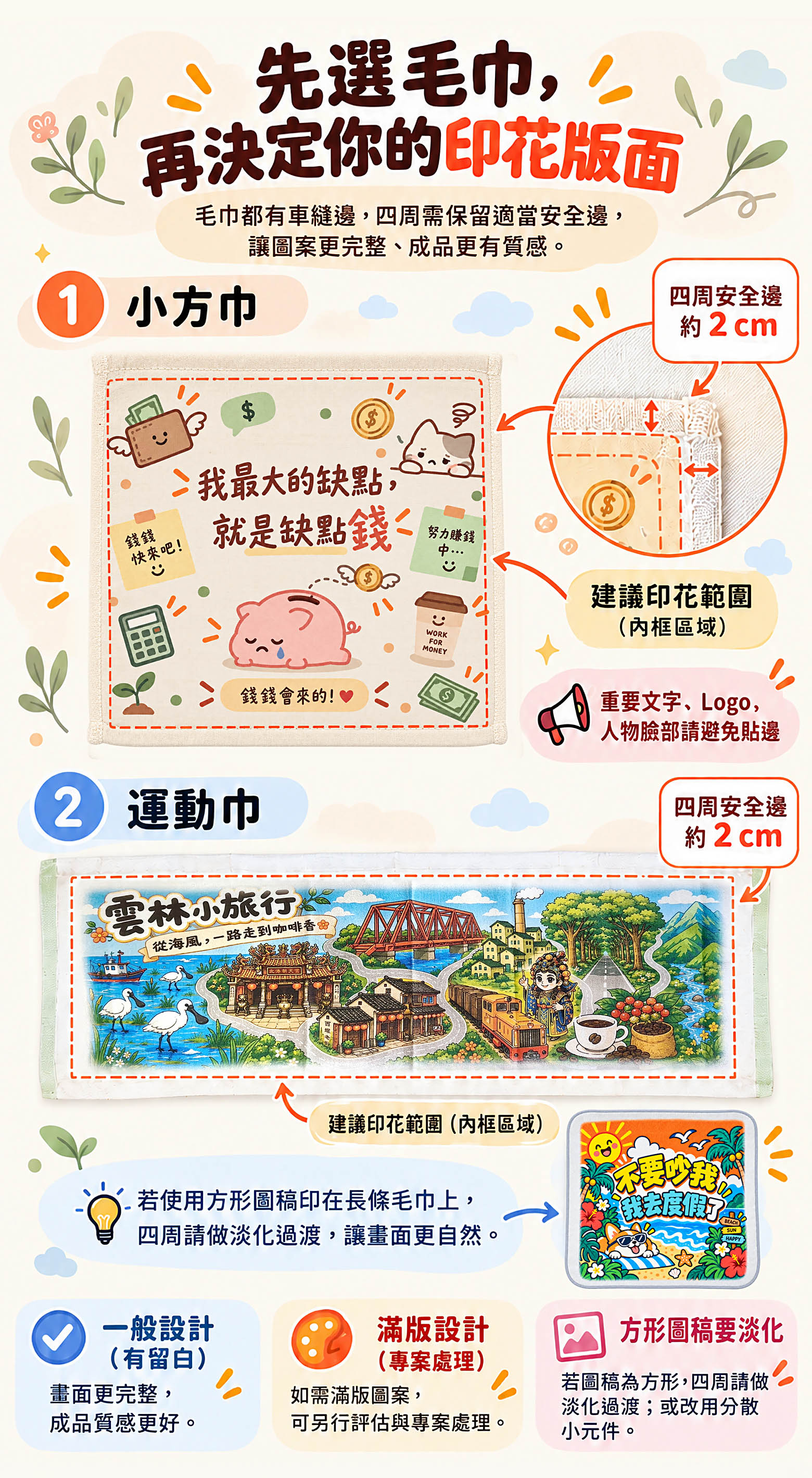 毛巾印花安全範圍與版面說明