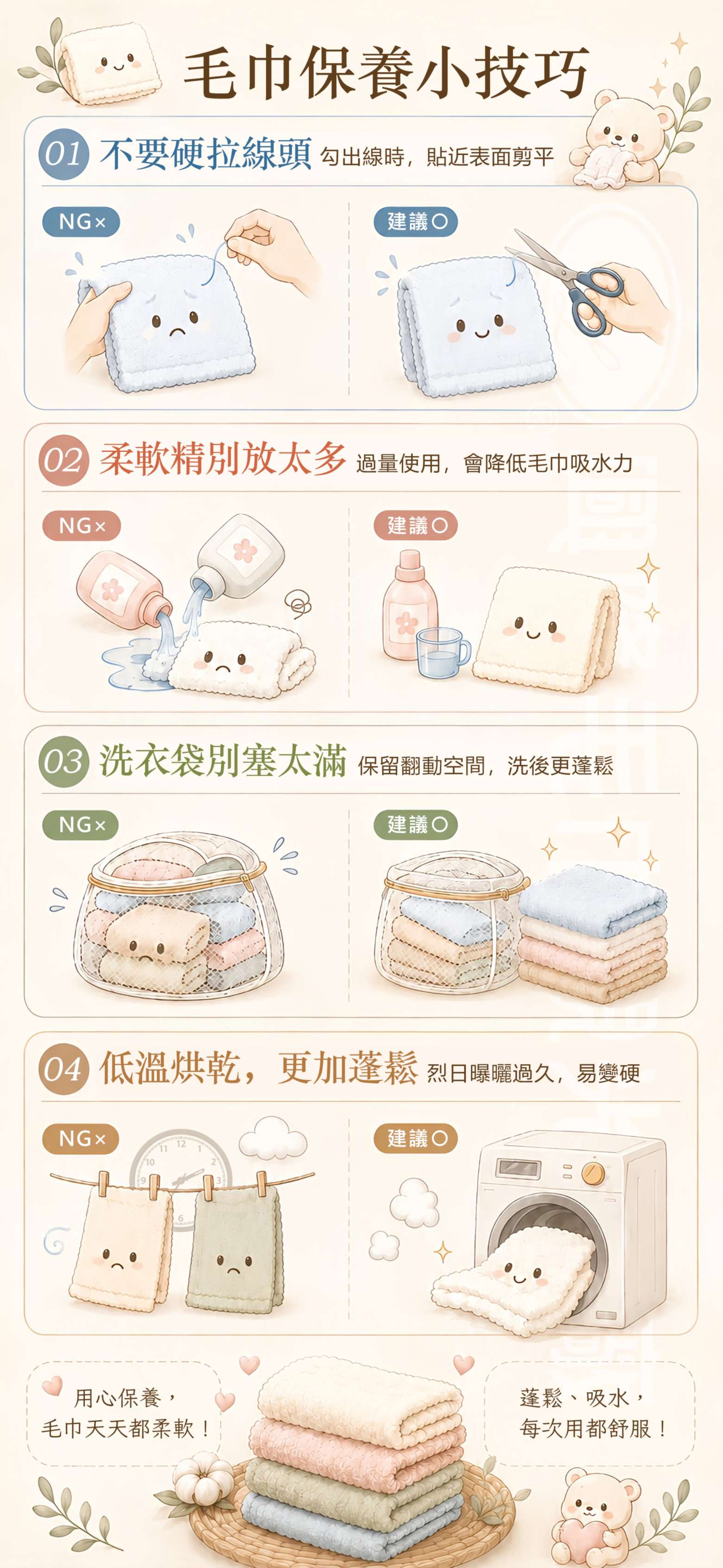 毛巾保養小技巧