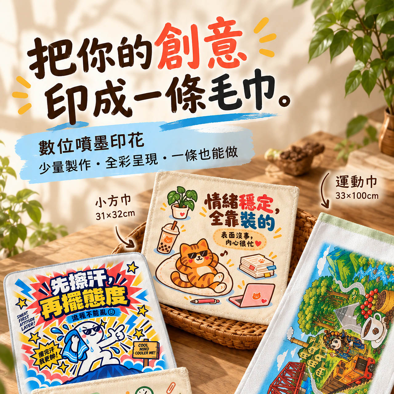 數位噴墨客製服務｜把你的創意，印成一條毛巾